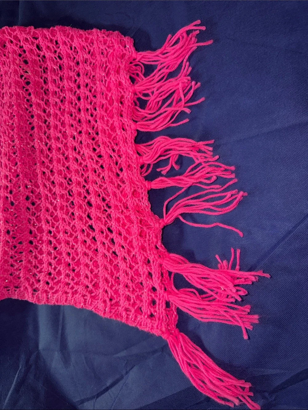 Justice Hot Pink Crochet Fringe Cover-Up